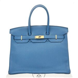 Hermes Birkin Blue Togo With Palladium Hardware Blue Leather Handbag
